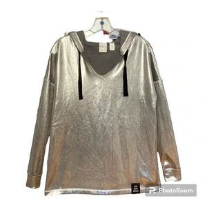 Aeropostale Live Love Dream Hoodie Womens Sze M Silver + Gray Fleece Lining EUC